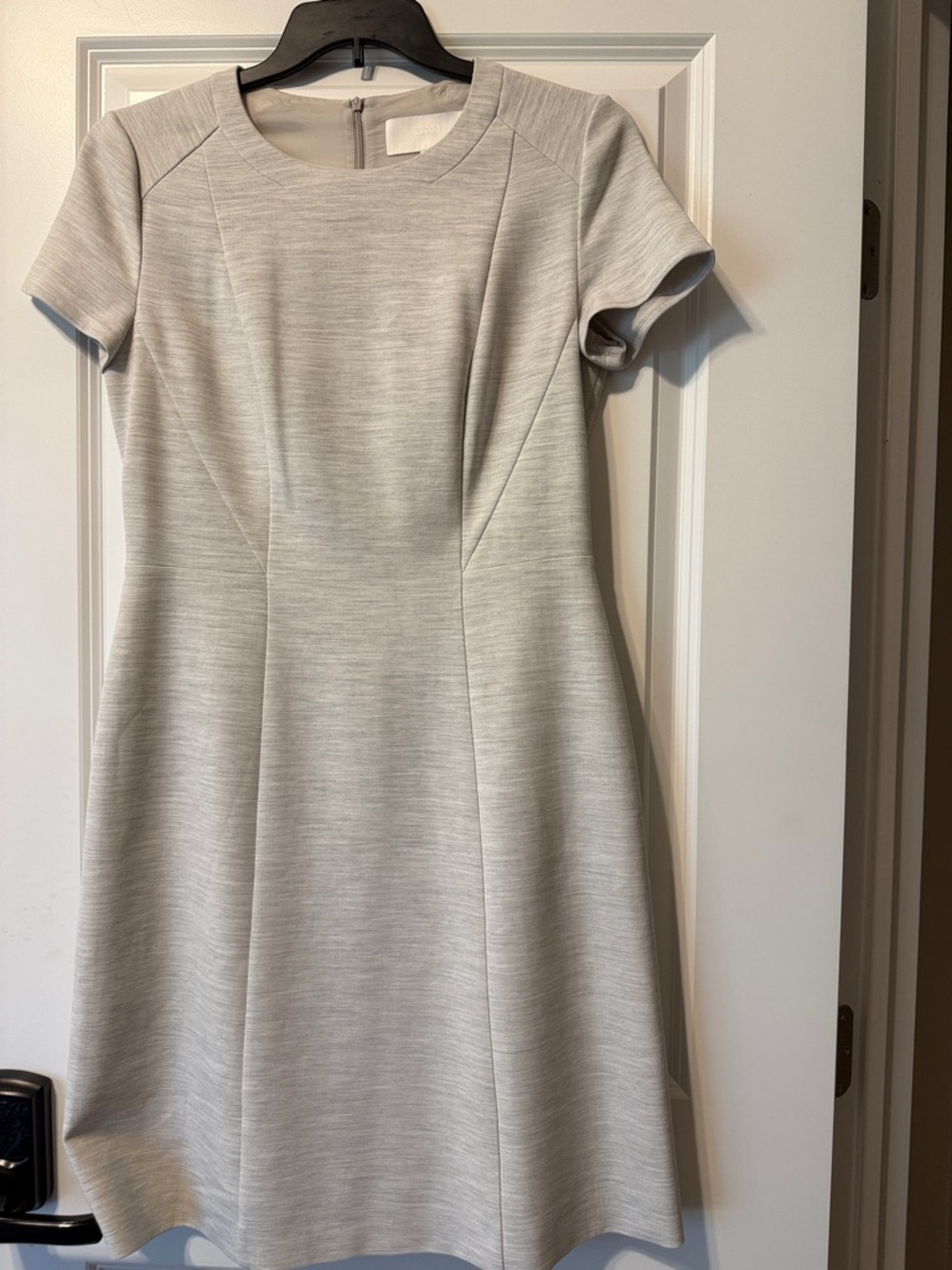 Hugo Boss Light Gray Short-Sleeve Midi A-Line Dress